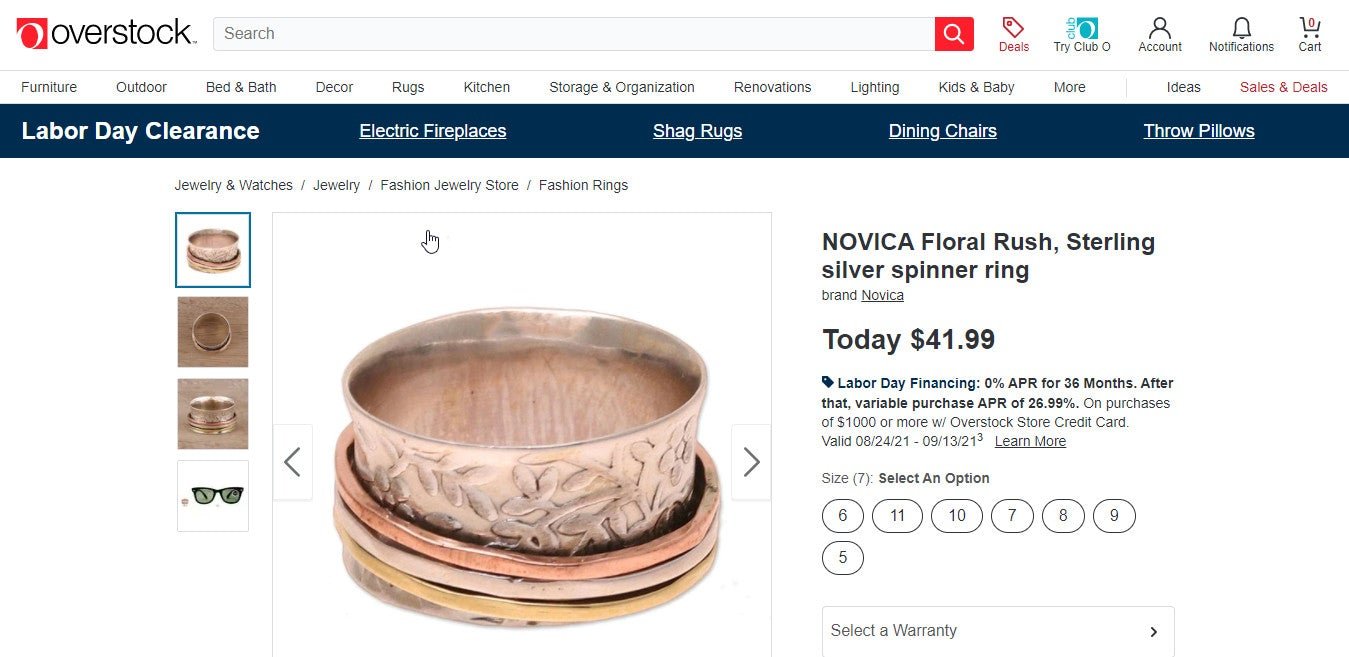 Rose Gold Artisan Spinner Ring Size 6, 7, 8, 10