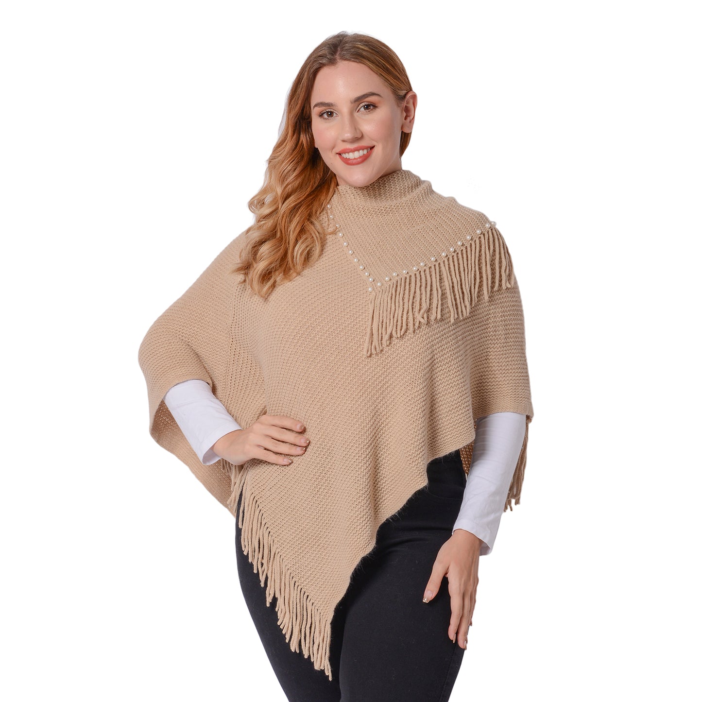 Super Soft  Pearled Poncho One Size, 3 Colors