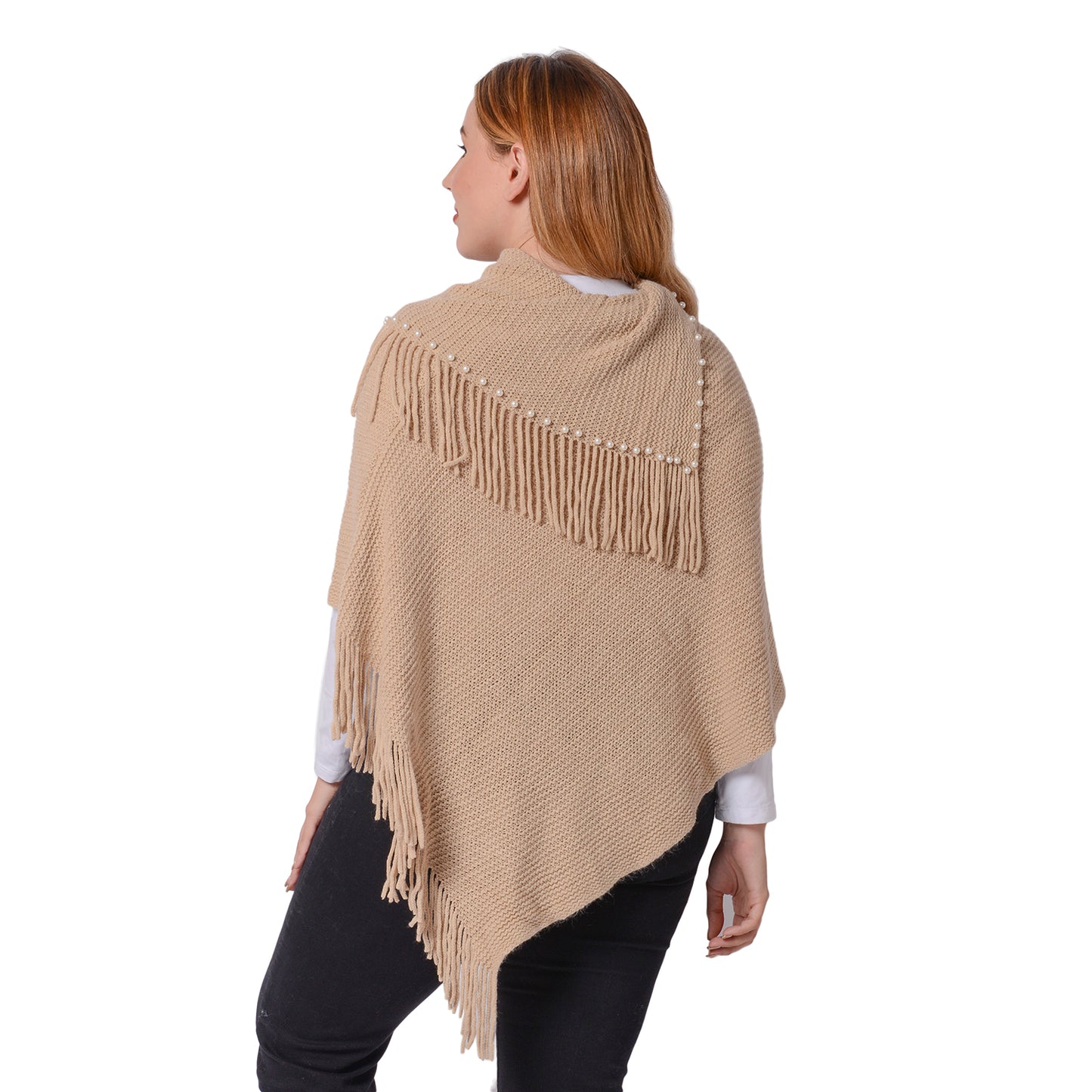 Super Soft  Pearled Poncho One Size, 3 Colors
