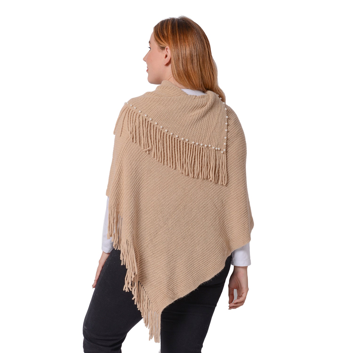 Super Soft  Pearled Poncho One Size, 3 Colors