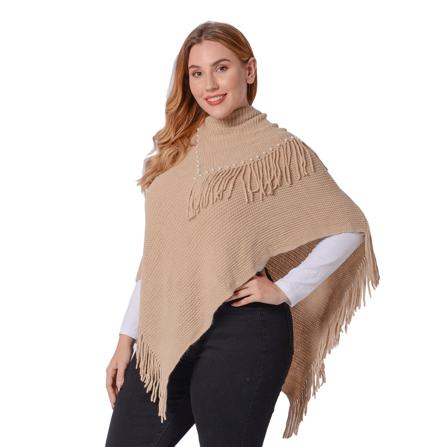 Super Soft  Pearled Poncho One Size, 3 Colors
