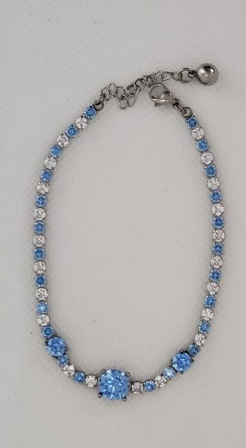 Simulated Topaz or Emerald Diamond Bracelet 7.5"