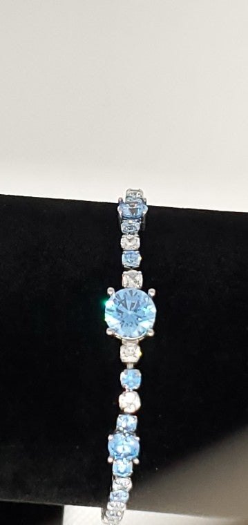 Simulated Topaz or Emerald Diamond Bracelet 7.5"