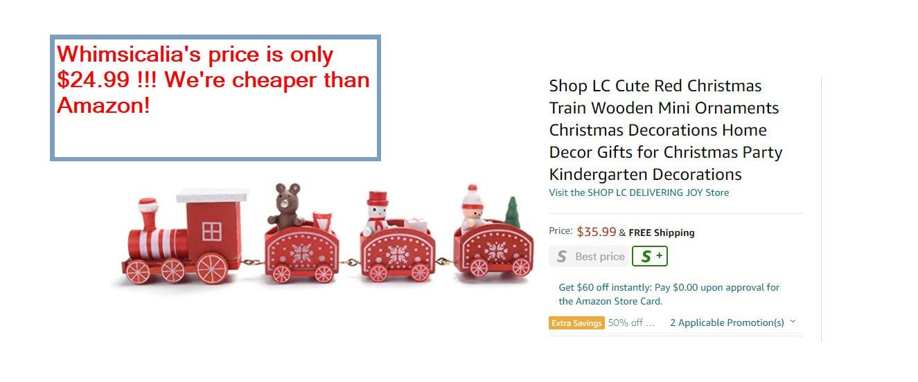 Handmade Wooden Train Christmas Ornaments