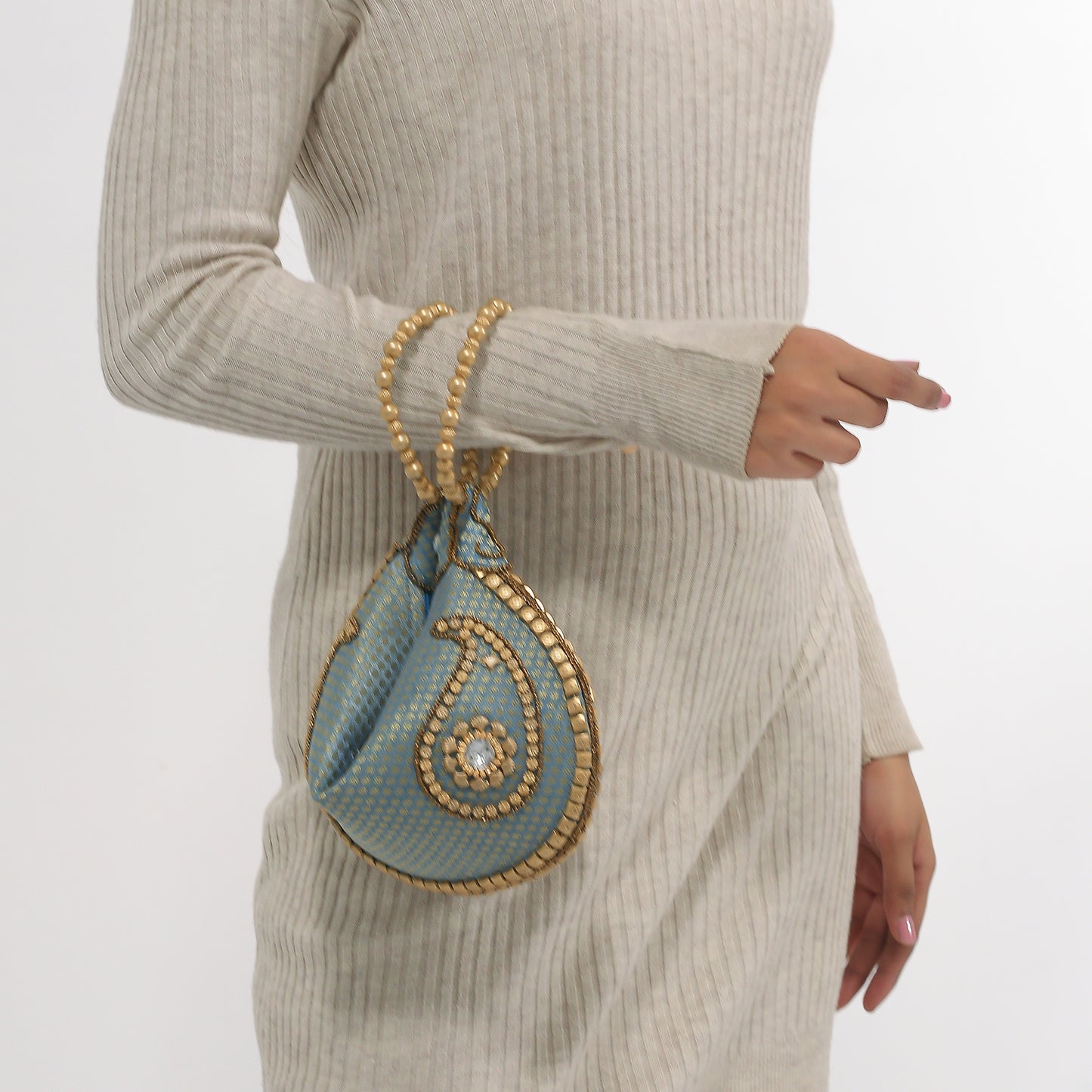 Versatile Turquoise and Gold Potli Bag