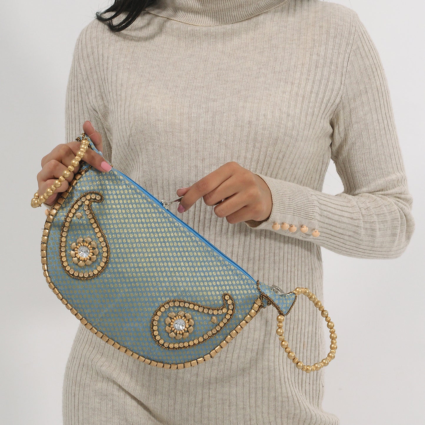 Versatile Turquoise and Gold Potli Bag