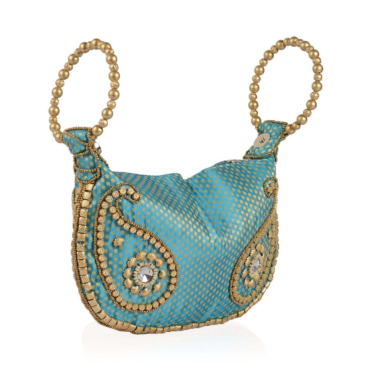 Versatile Turquoise and Gold Potli Bag