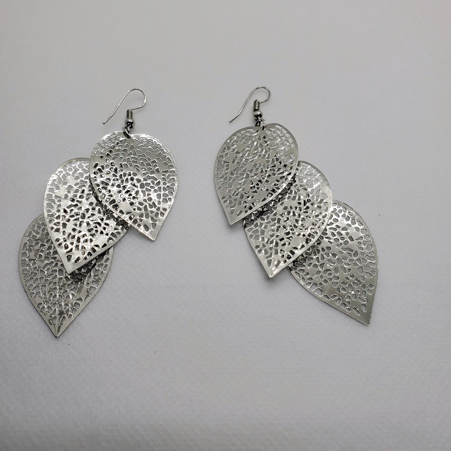 Gleaming Gold or Silver Drop Leaf Earrings
