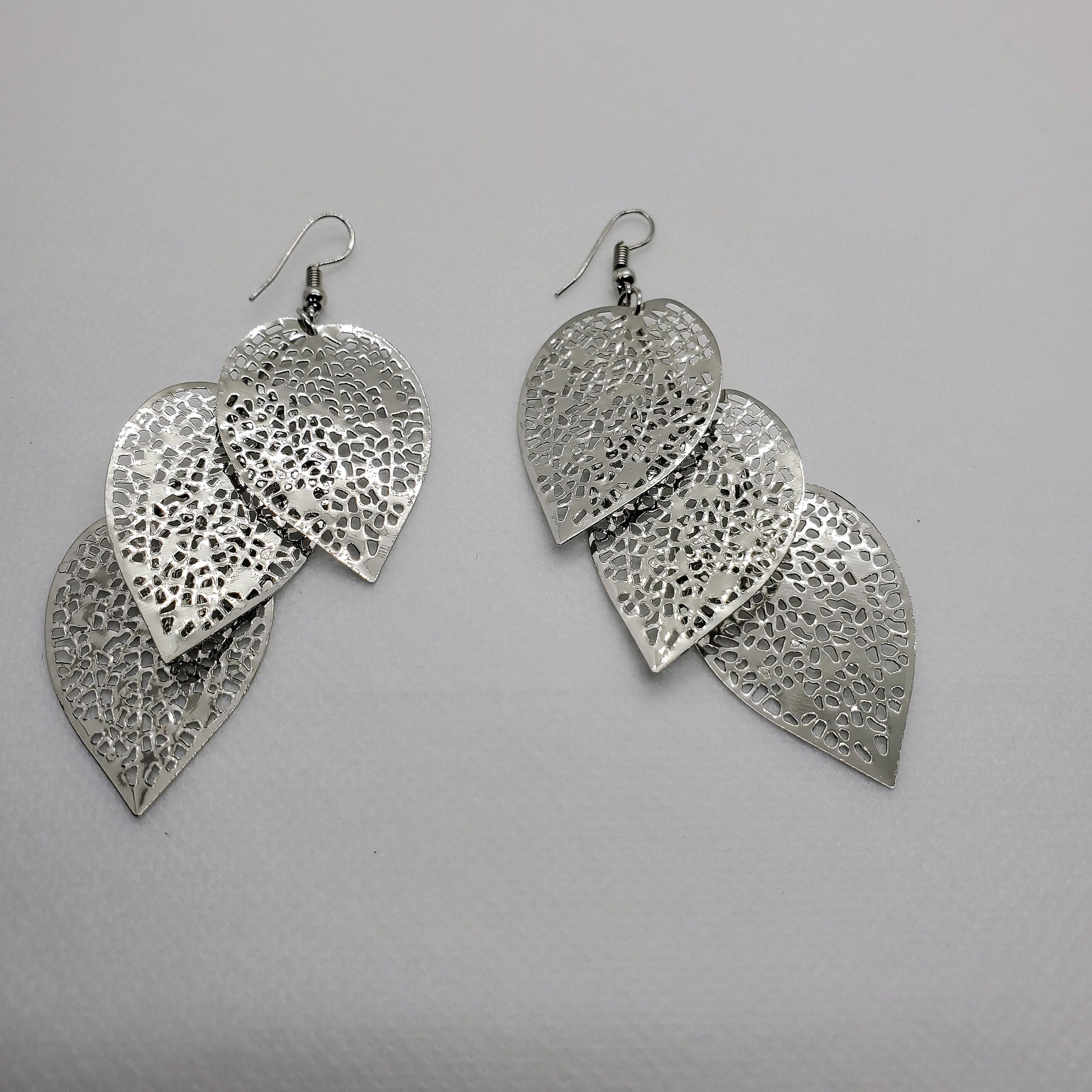 Gleaming Gold or Silver Drop Leaf Earrings