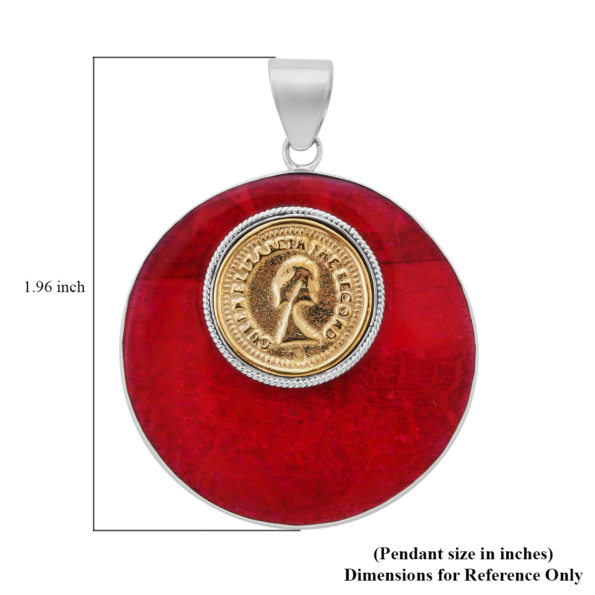 Natural Sponge Coral Shell Coin Pendant in Sterling Silver