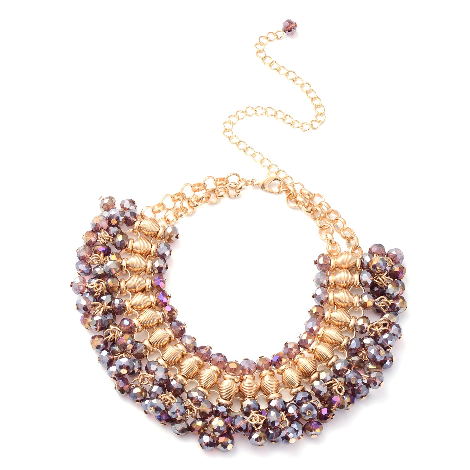 Purple Beaded Waterfall Chocker Necklace