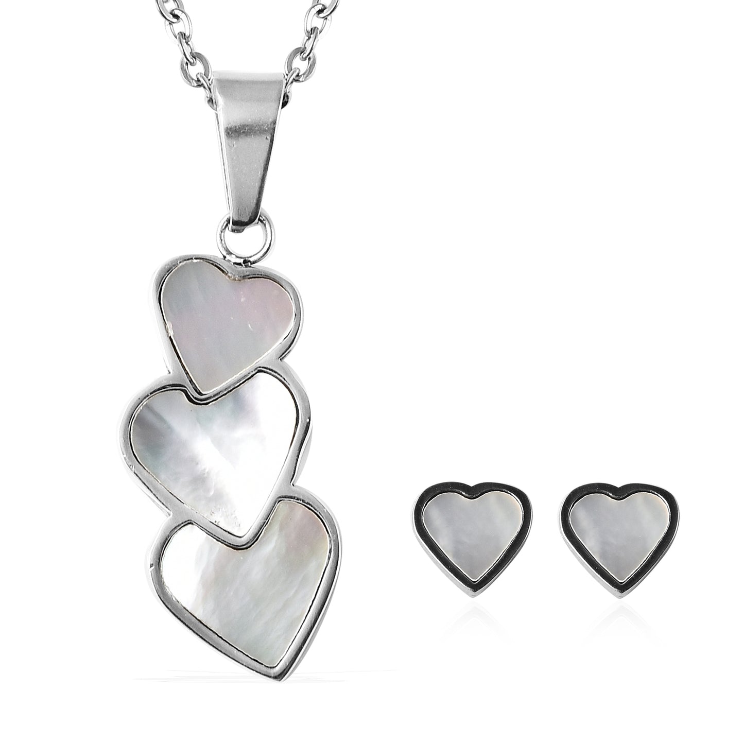 Iridescent White Mother of Pearl Necklace and Earrings