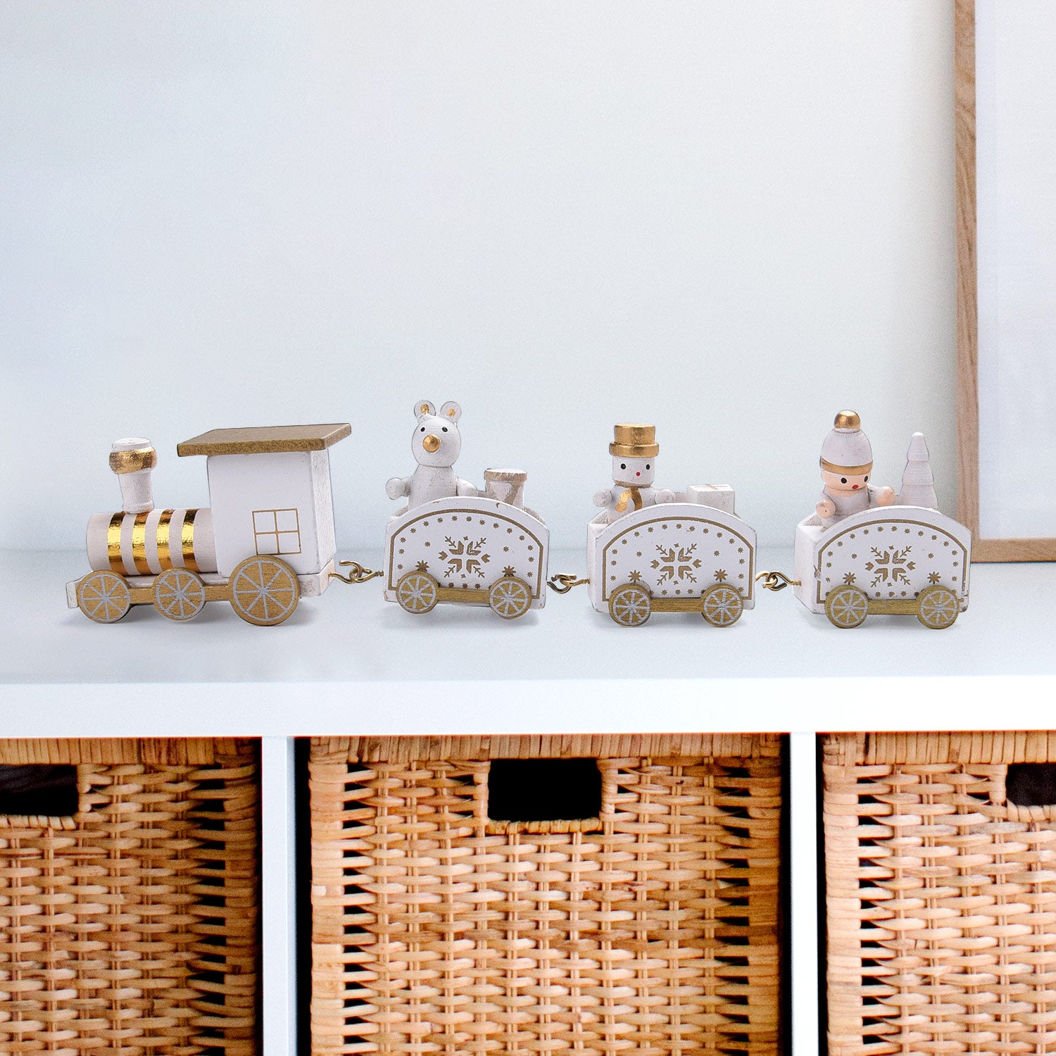 Handmade Wooden Train Christmas Ornaments