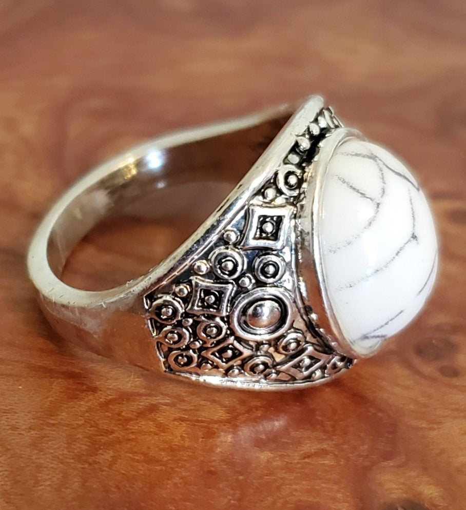 Unisex White Turquoise Ring - WHIMSICALIA