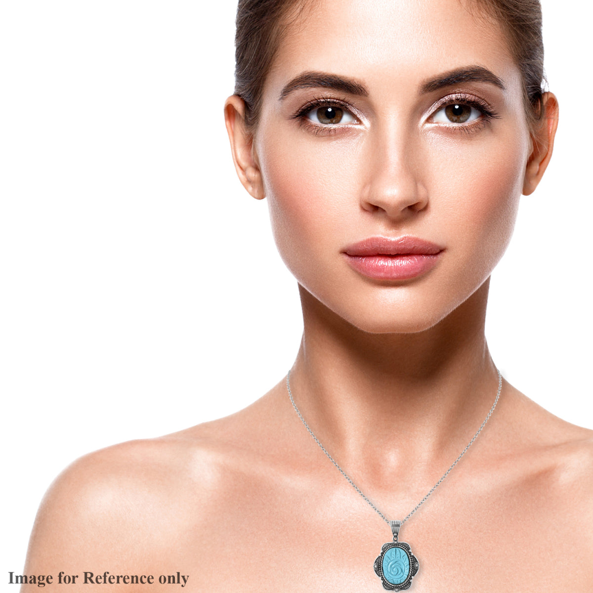 Blue Howlite Carved Rose Pendant Necklace