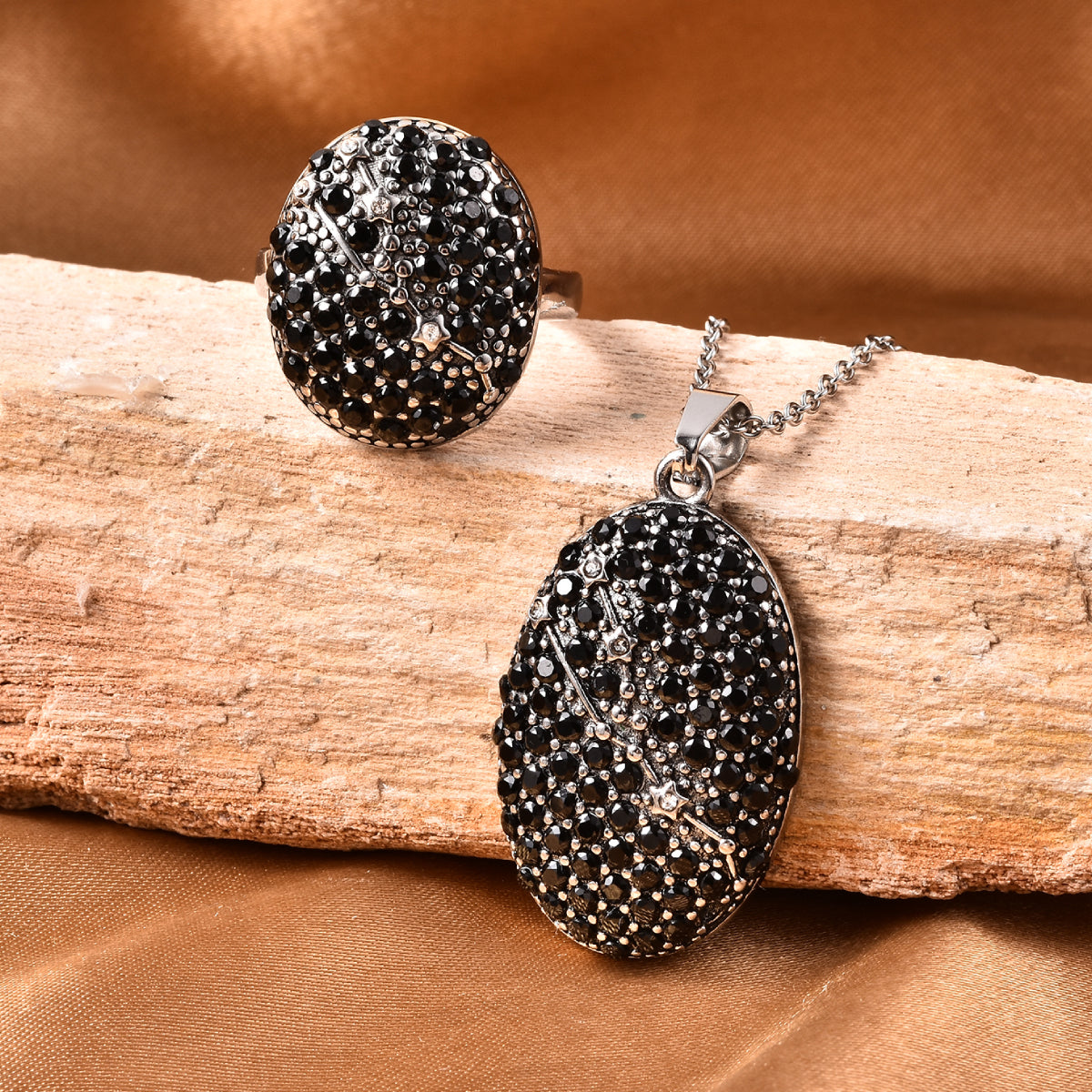 Women's Taurus Zodiac Constellation Ring and Pendant Necklace