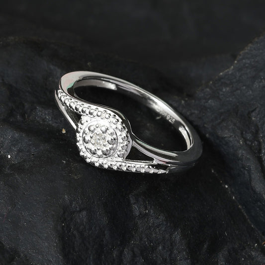 Women's White Moissanite Accent Split Shank Ring Size 8