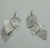 Silver Leaf Drop Earrings