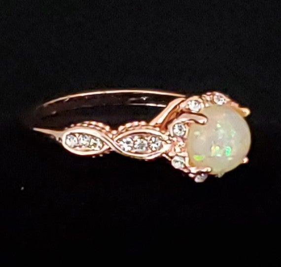 Rose Gold Opal Ring Size 7, 8