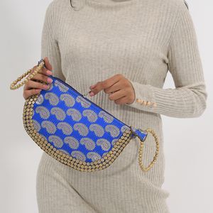 Royal Blue and Gold Potli Bag
