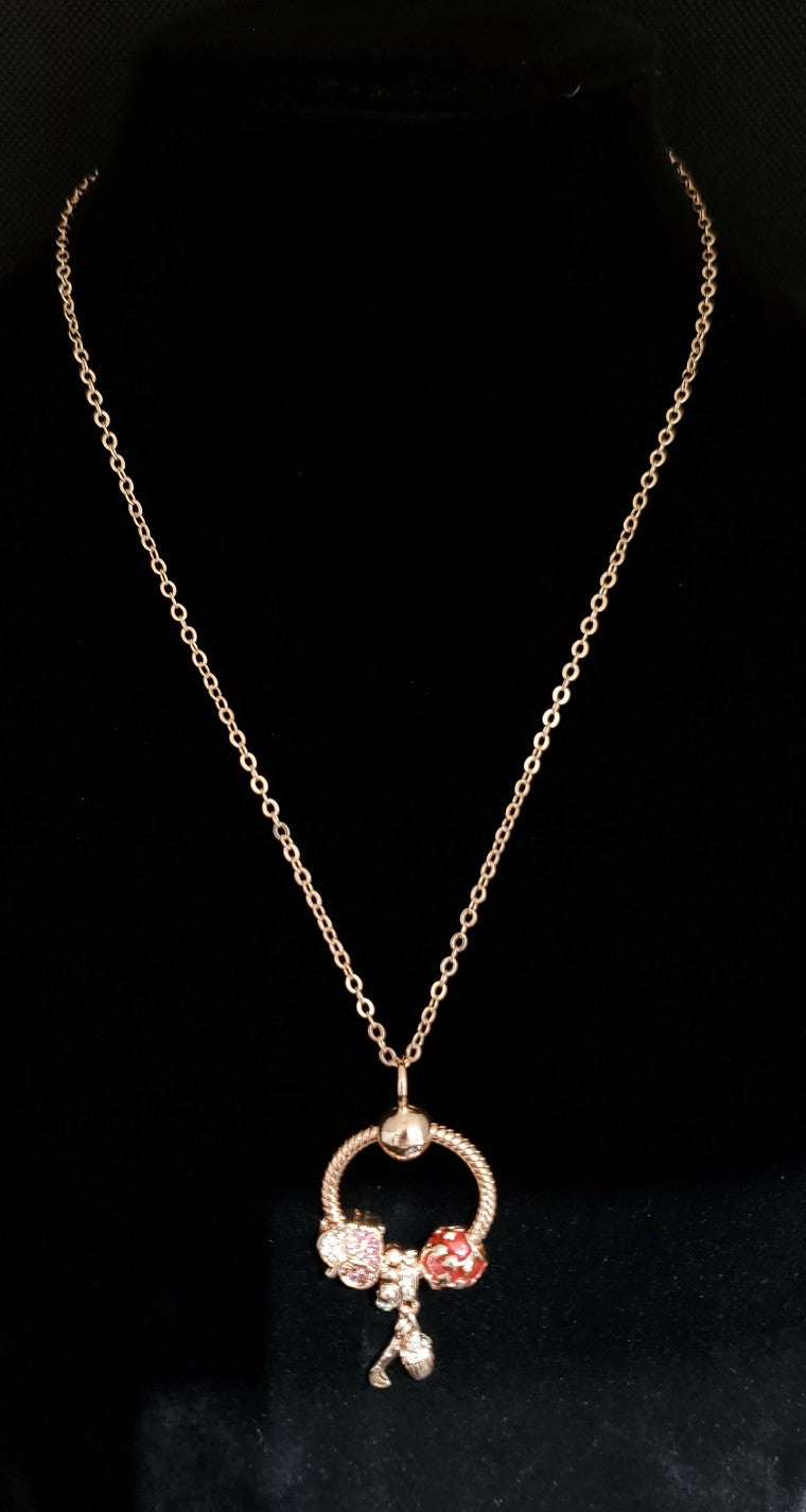 Sundays Child Crystal Necklace in Rose Tone