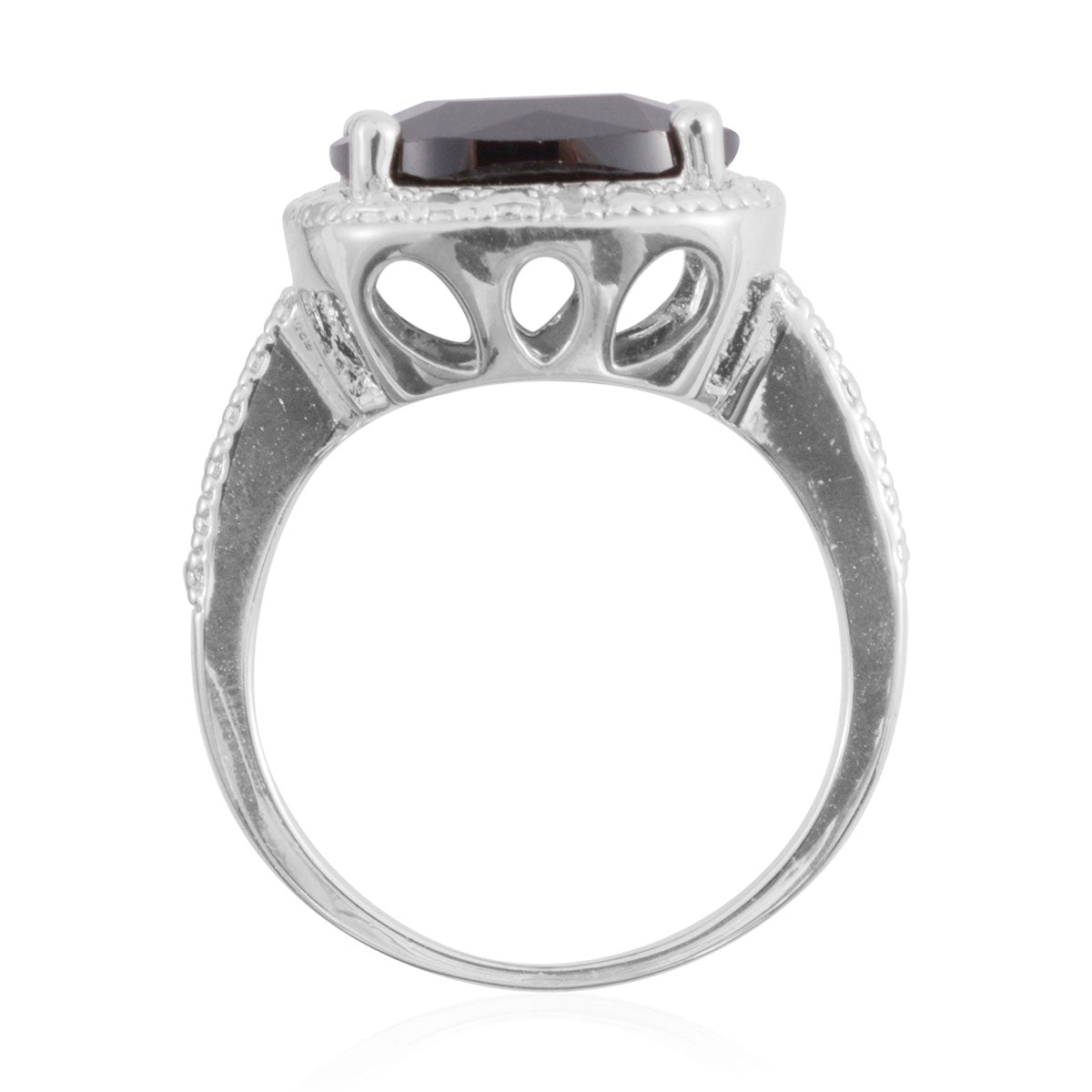 Black Quartz Sterling Silver Ring Size 6 - WHIMSICALIA