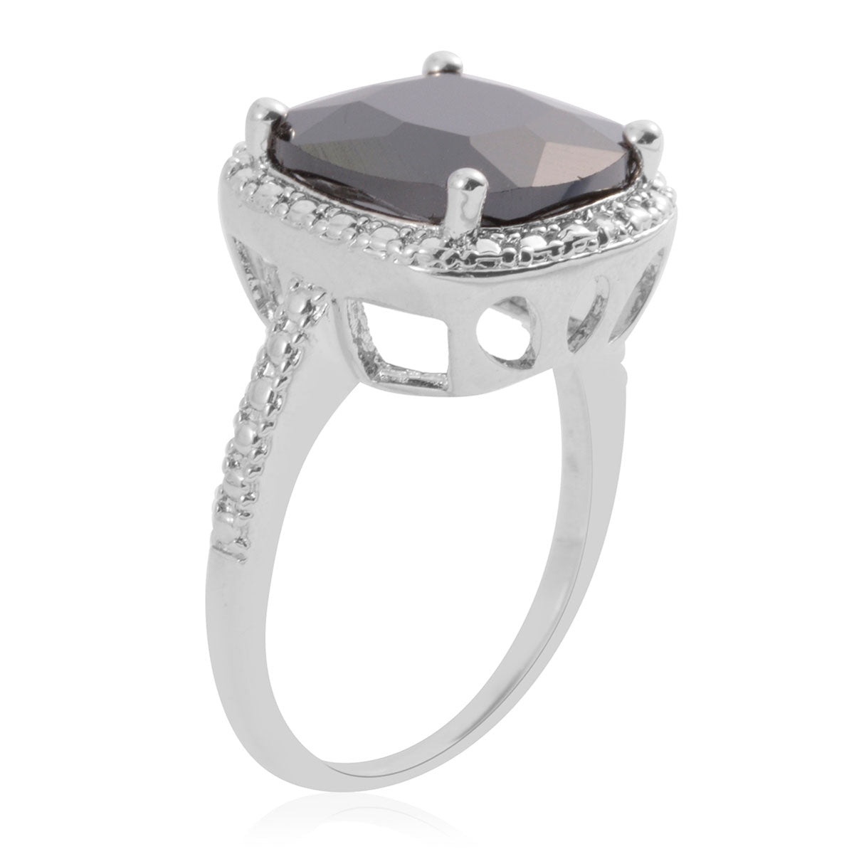 Black Quartz Sterling Silver Ring Size 6 - WHIMSICALIA