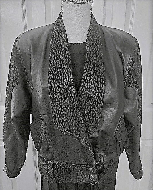 Vintage Retro Oversized 100% Leather Jacket Coat Size Large