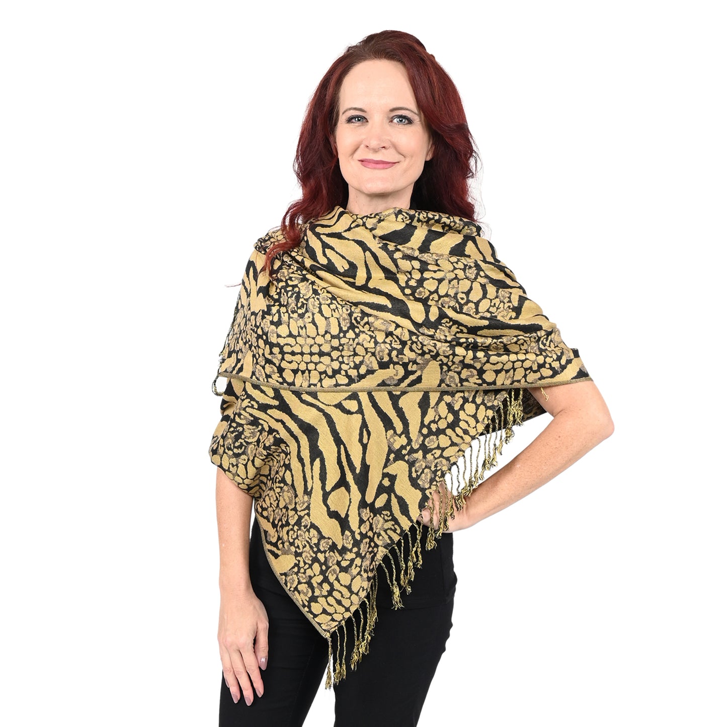 Pashmina Camel Color Animal Print Shawl/ Scarf New