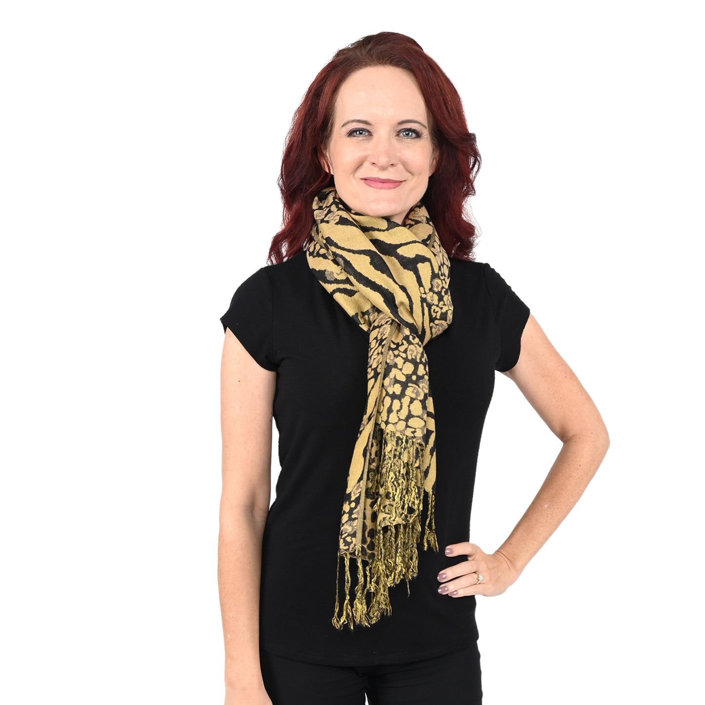 Pashmina Camel Color Animal Print Shawl/ Scarf New