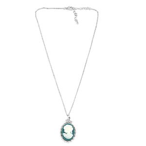 Teal Cameo Necklace and Earring Set