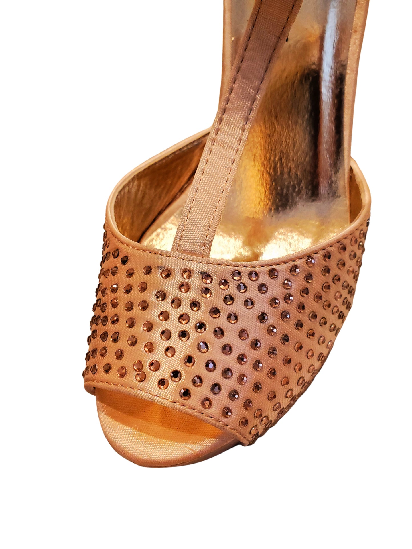 Champagne Crystal Studded High Heeled Shoes Size 8