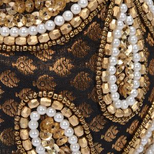 Black and Gold Embroidered Cross Body Bag