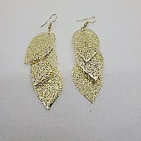 Gleaming Gold or Silver Drop Leaf Earrings