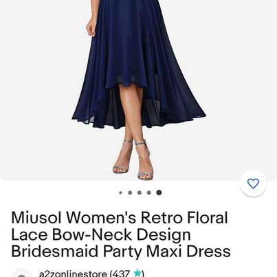 Miusol Women's Retro Floral Lace Bow-Neck Design Party High-Low Dress