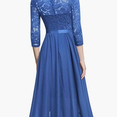 Miusol Women's Elegant Floral Lace Ruffle Split Hem Dress Size Small