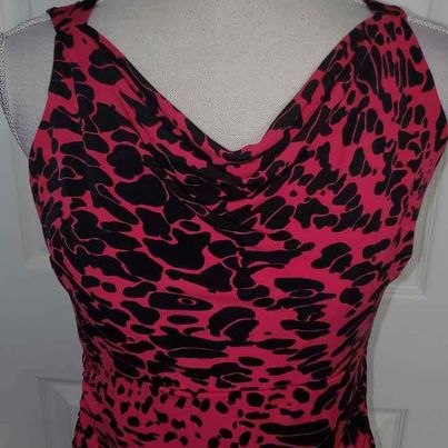 Buttery Soft Raspberry and Black Bodycon Women's Sleeveless Dress Size Small
