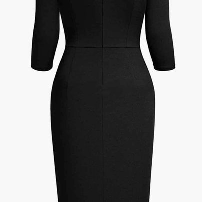 Aisize Ruched Front Ruffle 3/4 Sleeve Dress Size Small