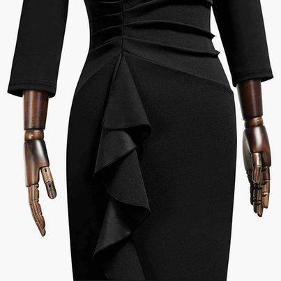 Aisize Ruched Front Ruffle 3/4 Sleeve Dress Size Small