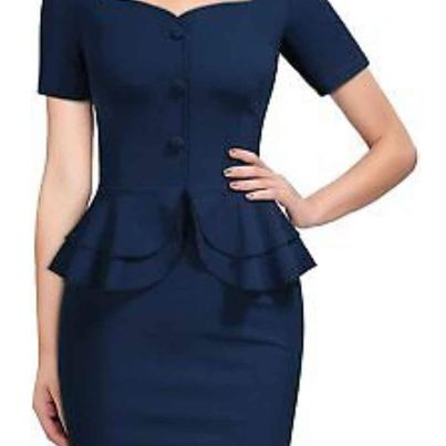 Aisize Women's 1940s Vintage Square Peplum Bodycon Cocktail Dress Size Medium