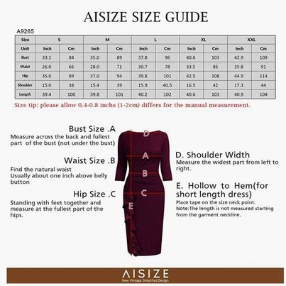 Aisize Ruched Front Ruffle 3/4 Sleeve Dress Size Small