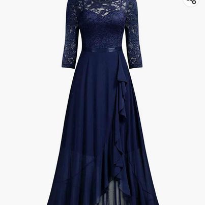 Miusol Women's Elegant Floral Lace Ruffle Split Hem Dress Size Small, Med