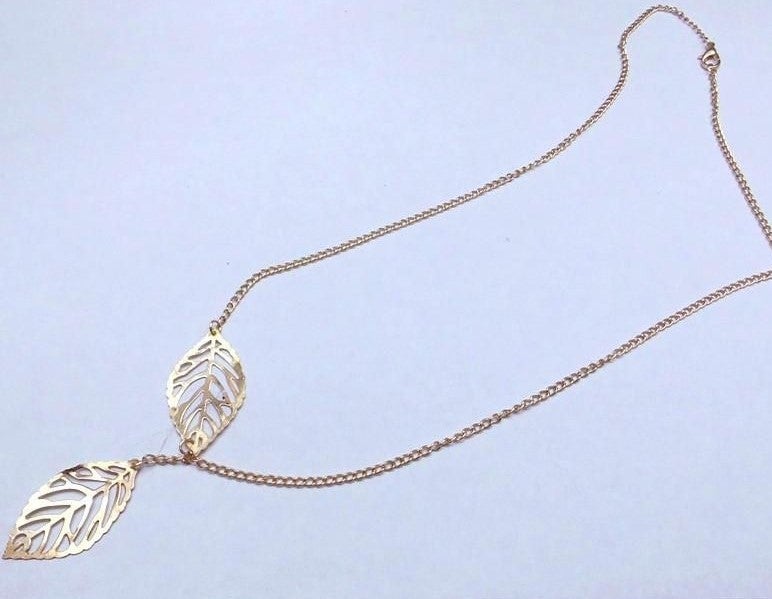 Double Leaf Drop Necklace