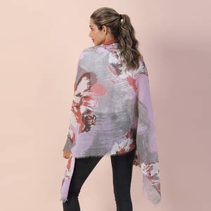 Purple Flower Print Scarf - WHIMSICALIA