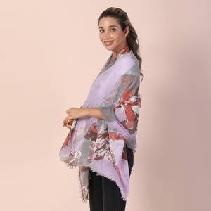 Purple Flower Print Scarf - WHIMSICALIA