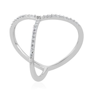 Tri Bent Silver and Diamond Ring (Size 7)