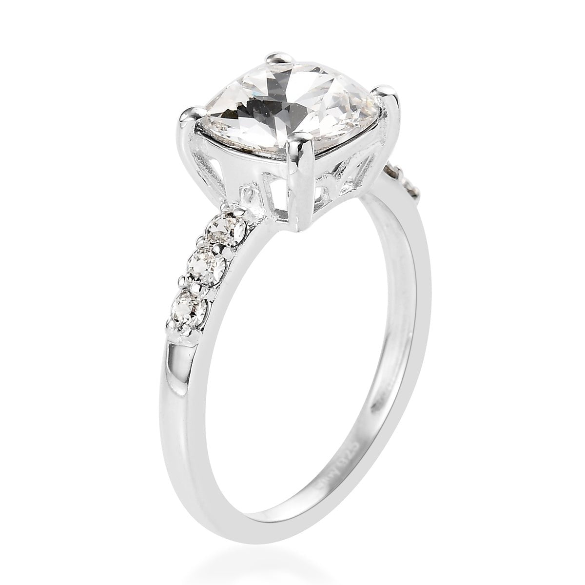 White Sapphire Sterling Silver Solitaire Ring Size 9 - WHIMSICALIA