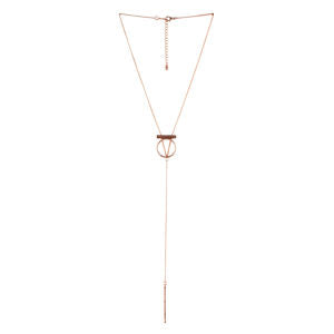 Bar, Circle, and  Y shaped Rose-tone Necklace