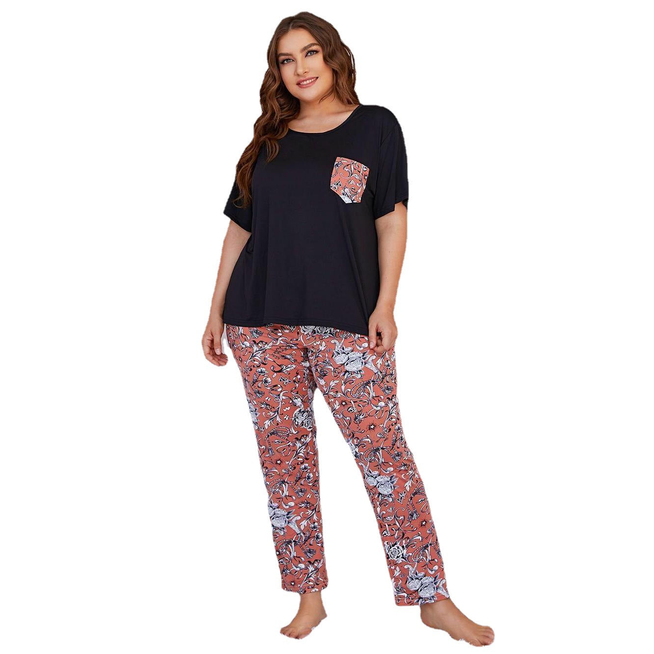 Women's Short Sleeve Printed Pants Loungewear Set