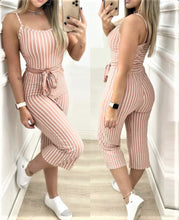 Load image into Gallery viewer, Cropped Jumpsuit With Striped Straps
